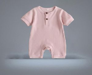 Jumpsuits född spädbarn baby pojke flicka bomullskläder solid romper jumpsuit stickad ribbed playsuit vårens höstdräkt 018 månader9613379