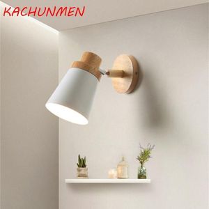 Nordic solid wood bedroom wall light modern minimalist macaron LED wall lamp creative living room indoor lighting AC85-265V232Z