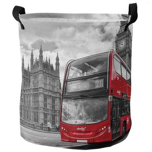 Bolsas de lavanderia Londres Rua Rússia Vermelha Big Ben Dirty Basket Cesto dobrável impermeável Organizador de casas Casas infantis armazenamento de brinquedos