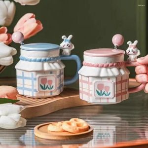 Tazze all'ingrosso tazza in rilievo 3d con cucchiai di tazze da caffè cucchiai ceramica per bevande per ceramica per coppia di tè andare in ceramica