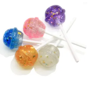 装飾的な置物Kawaii GlitterLollipop Lollipop Resin Cabochon Craft for DIY携帯電話ケースヘアクリップデコレーションスクラップブッキング装飾