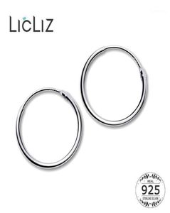 Hoop Huggie LiCliz 2021 925 Sterling Silver Simple Earrings for Women Round Circle White Gold Jewelry Loop Joyas de Plata Le04721369379