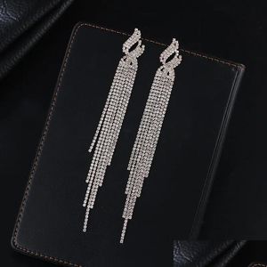 Stallone nappe lunghe Diamond Dangle Earring originale Sterling Sier Party Orecchini a goccia per matrimoni per donne Gioielli Regali Dhuqk Dhuqk