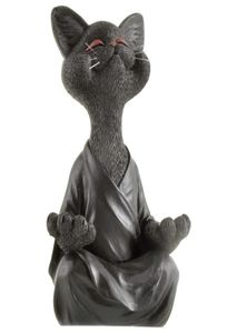 Wunderliche schwarze Buddha Katze Figur Meditation Yoga sammelbar fröhliche Dekor Kunst Skulpturen Garten Statuen Wohndekorationen 5216917