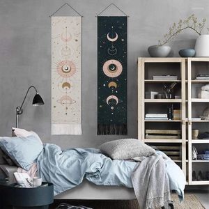 Tapissries Moon Fase Tapestry R Eclipse Changing Star Sun Wall Hanging Decor för sovrummet vardagsrum Boho konstmatta