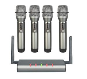 4- Wireless Microphone System Quad UHF Mic 4 Handheld Mics Long Distance Fixed Frequency Microphones5017699