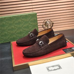 2024 Top Luxury Brand Designer Men Dress Shoes Genuine Leather suede Black brown Moccasins Business Handmade Shoe G Formal Party Office Wedding size 38-45