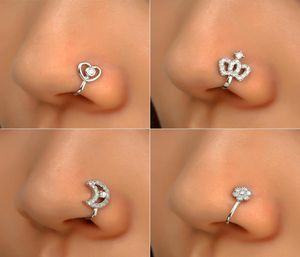 16 Styles Silver Plated Fake Nose Rings For Women Small Crystal Copper Non Piercing Clip On Nose Cuff Stud Female Trendy Party Jew5545389