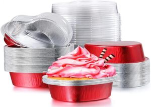 Andere Backware -Geburtstagsfeier Mother039s Day Pudding Cup herzförmige Kuchenformwerkzeuge Cupcake mit Deckel Backpans226S9868447