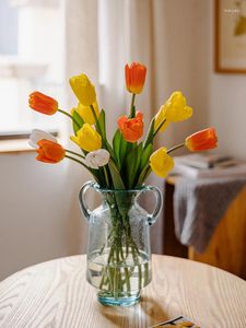 装飾的な花49cmの長さチューリップ人工花ハイエンド偽の寝室ブーケリビングルーム装飾花culture