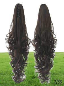 Mode långa vågiga cosplay peruker curls wavy hästsvans peruker klo klippponny svans hårförlängningar flerfärgade kvinnor peruk värmebeständig6540680