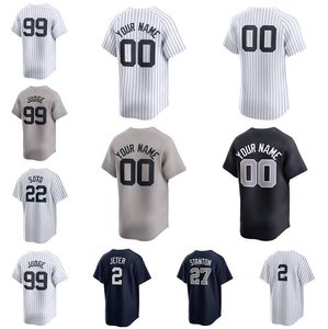 Anpassade basebolltröjor Aaron Judge Derek Jeter Juan Soto Giancarlo Stanton Home Away Jersey Men Women Youth S-6XL