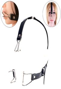 Camatech BDSM Metall Nasenhaken Offener Mund Knebel Bondage Slave oraler Fixierungsbiss mit Clip Ledergurtsstraps Sexspielzeug 2111239714405