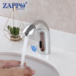 Badrumsfläckkranar Zappo Luxury Chrome Finish Basin kran Automatisk sensor Kall vattenblandare Touch-Free Infrared Tap