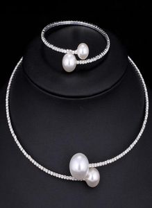 Braut Halskette und Armbänder Accessoires Hochzeit Schmucksets Strass Pearl Formal Bräute Accessoires Armreifen Manschetten Armband N2131687