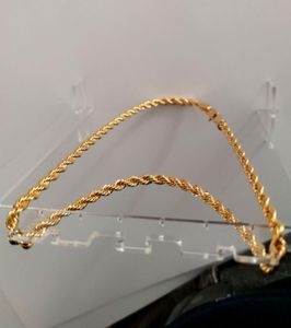 Real 24k Yellow Gold GF Diamond Cut ED Solid New Rope Chain XP smycken Fancy Original Bild Mens Tjock 6mm3520057