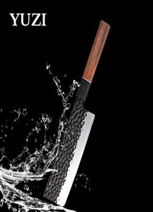 Yuzi 7 inç el yapımı dövme mutfak bıçakları yüksek karbon paslanmaz çelik şef bıçak retro et cleaver alet balıkçılık dilimleme pişirme 2731894