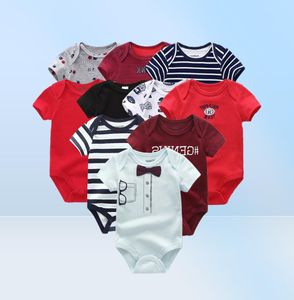 BDBY -kläder sätter 10st Baby Boy Clothes Set Cotton Born Unisex Cartoon Solid Girl Short Sleeve Jumpsuit Print Ropa Bebe 07078684641