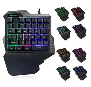 Profesjonaliści przewodowe klawiaturę gier Kolorowe podświetlenie RGB 35 klawisze Onehanded Membrane Keyboard Teclado Mecanico Gamer Keypad6258490