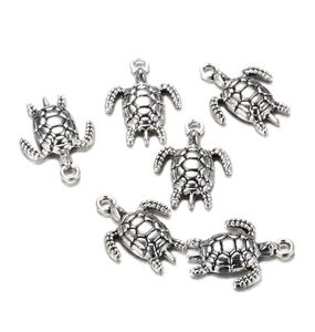 100pcslot 2317mm antique silver Alloy Turtle charms Pendant for Jewelry Making Metal Animal Pendant for DIY Findings4287733