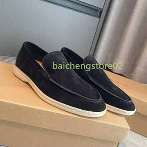 2024 Summer LP Loafers Flat Low Mens Casual Shoes Suede Cow Leather Oxfords Moccasins Rubber Sole Men Women Comfort Step On B2
