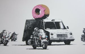 Бэнкси Street Art Donut Police Art Silk Print плакат 24x36inch60x90cm 017824285