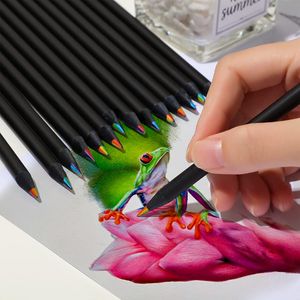 4pcs pastel 7 Colors Concentric Gradient Colorful Pencil Crayons Colored Pencil Set cheap kawaii stationery Art Painting Drawing