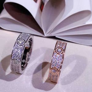 Designer Charm Seiko High Edition Original Reproduktion S925 Sterling Silver Fashion 18K Roségold Drei Rows Diamond Full Sky Star Paar Ring