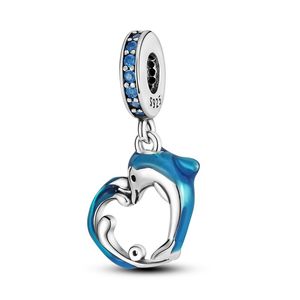 Heta säljer kvinnor charmiga armband fashionabla smycken tillbehör söta blå havsserier hängspärlor diy montering pandoras halsband original låda grossist