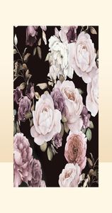 Niestandardowe 3d Po samowystarczalne tapeta Ręcznie malowana czarna biała róży Peony Flower Mural Mural salon papierowy papierowy tapety7270679