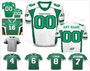 Nuovo Saskatchewan roughriders personalizzato 39 Hughes 4 Durant 97 Chick 6 Rob Bagg 7 Dressler 82 Roosevelt Yong Lemon Football Jersey 1004637977