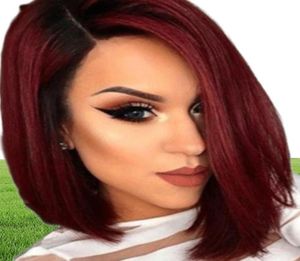 Beauty Ombre Red Bob Wigs for Women Synthetic Short Blonde Black Brown Straight Wig Burgundy Hair Heat Resistant Fiber10151534951591