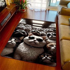 15 Sizes Kawaii Cats Pattern Rug Carpet for Living Room Bathroom Mat Creative Doormat Carpet for Bedroom Home Decor