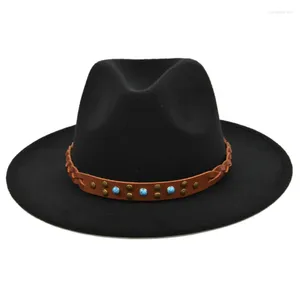 Beretti Amazon Turquoise Ethnic Etnic Fedora Retro Black Wool Top Hat