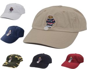 Classic Baseball Polo Recamiter Bear Bear Men039S Hat Black Navy Khaki Soccer Vintage Cap Hat Nuovo con tag per l'ingrosso1829022