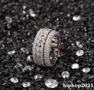 Rotatable Diamond Ring Fashion Hip Hop Ring Jewelry Mens Gold Silver Rings Iced Out Rings5729280