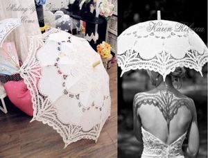 Vintage palace style white Parasol Umbrella for wedding party Bridal batten lace handmade high quality3076191