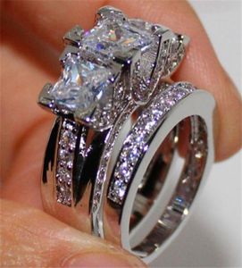 Luxury Crystal Female Zircon Wedding Ring Set Fashion 925 Silver Bridal Sets Jewelry Promise Love Engagement Rings For Women8412461