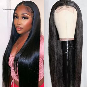 HD 13X4 Lace Front Wig Straight 150% 180% 210% Density Peruvian 100% Human Hair Natural Color Lace Wigs Pre Plucked 10-34inch