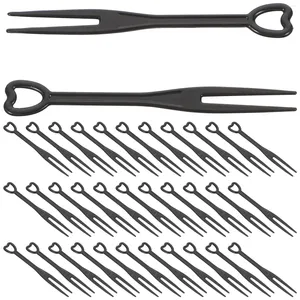 Falhe de talheres descartáveis 200pcs Black Fork Fruit Bolo Fork (Pacote Individual)