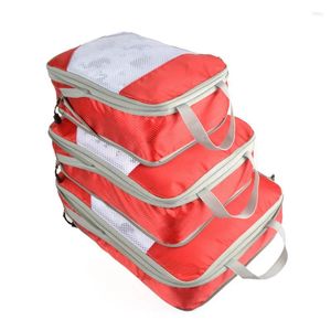 Storage Bags 4pcs/set Portable Luggage Travel Bag Suitcase Organizer Set Extensible Packing Mesh For Clothing Underwear Shoes