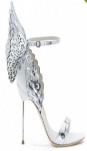 Sophia Webster Evangeline Angel Wing Sandal Plus oryginalne skórzane pompki ślubne różowe buty do brokatów kobiety Sandały motyla buty 5767602
