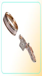 Muhteşem 3pcsset kadın alyans mozaik cz iki ton romantik kadın nişan yüzüğü moda mücevherleri9534295