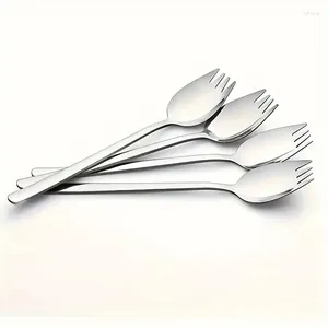 Forks 1Pcs Creative Stainless Steel Salad Spoon Long Handle Ice Cream Fork Dessert Tableware Set Kitchen Supplies