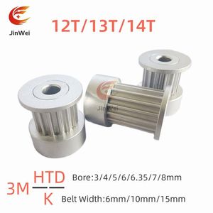 HTD 3M Number Teeth 12T/13T/14T Timing Pulley Bore 3/4/5/6/6.35/7/8mm For Belt Width: 6mm/10mm/15mm 3D printer