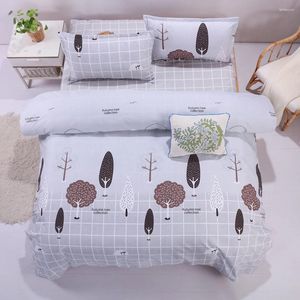 Bedding Sets Washable & Durable Bed Set 4 Pieces With Washed Cotton Invisible Zipper Closure Ties King Size Duvet Cover