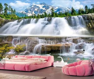 Tapety dekoracja mural 3D Waterfall Waterfall Papiery ścienne do ścian tapeta natura widok na płótnie hd po papier kontaktowy