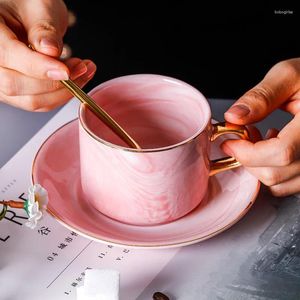 Koppar tefat grå/rosa marmor kaffekopp europeisk liten lyxig keramik eftermiddag te doftande svart originalitetsuppsättning