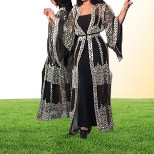 アバヤドバイイスラム教徒ドレス豪華な高級スパンコール刺繍レースラマダンカフタンイスラム教徒女性女性ブラックマキシドレス9511438