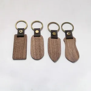 Party -Dekoration 10 PCs mehrfarbige rechteckige Holzschlüsselketten Blank PU Leder Keyrings Anhänger Schlüsselkette Tag Holzgeschenke